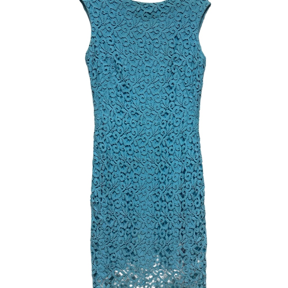 Ralph Lauren Blue Midi Sheath Dress with Bateau Neckline and Sleeveless Design